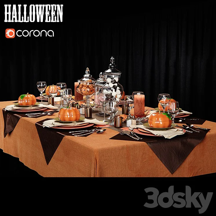 At the contest table setting in the style of Halloween